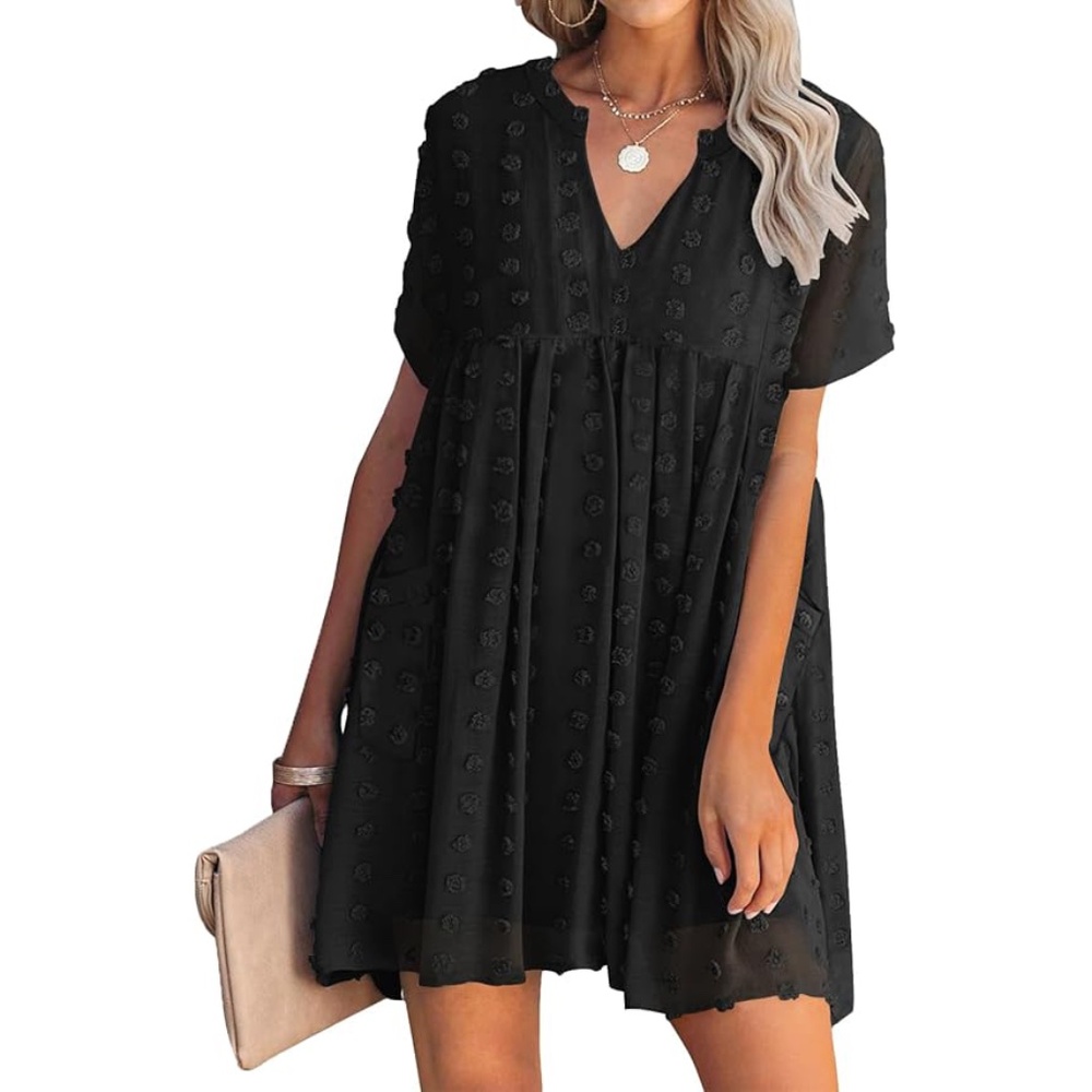 NWT Miholl V-Neck Ruffle Mini Dress Size L – Flowy Casual Summer Style